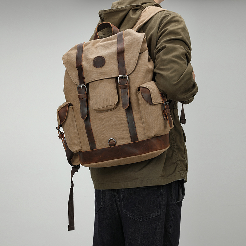 Outdoor Adventure Backpack - Retro męska torba płócienna na rower,